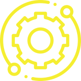 A yellow and white circle with black background