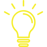 A yellow and white light bulb is in front of a black background.